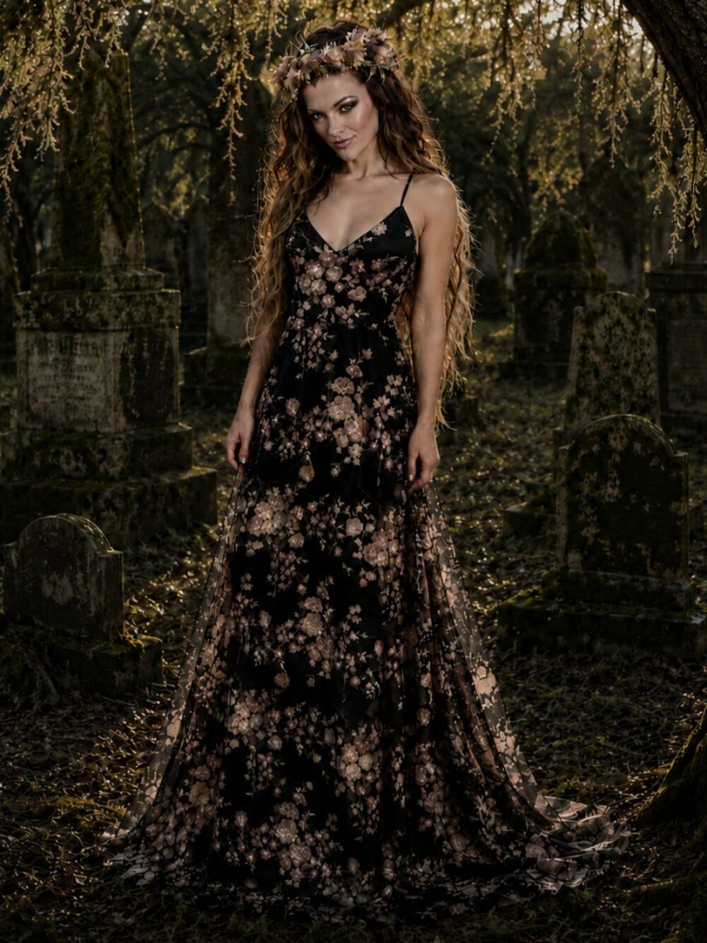 Lulus Glory and Glitz Sequin Maxi Dress W/ M Black Floral NWT NBD23562